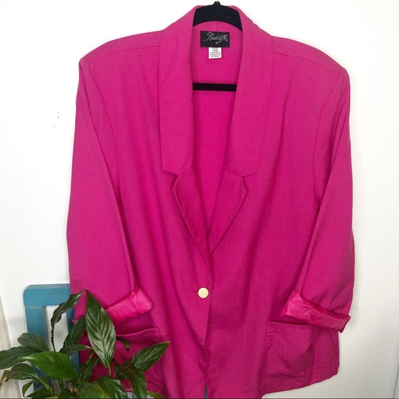 Vintage Jackets & Blazers - 20W 90s Vintage Hot Pink/ Fuschia Blazer (Radcliffe)